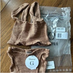 ☀️Hunza G☀️ Xandra Bikini in Metallic Cocoa - NWT